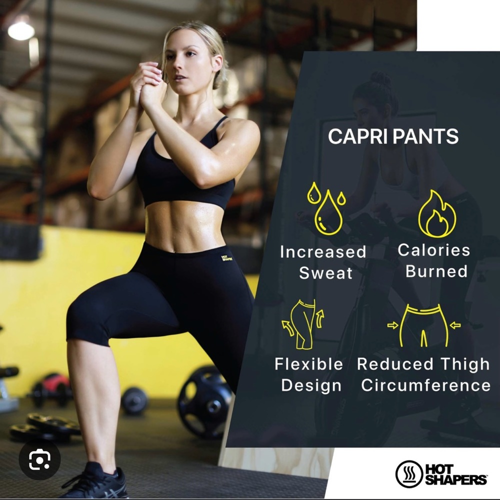 HOT SHAPERS Neotex Sweat Fabric Capri Pants. NEW